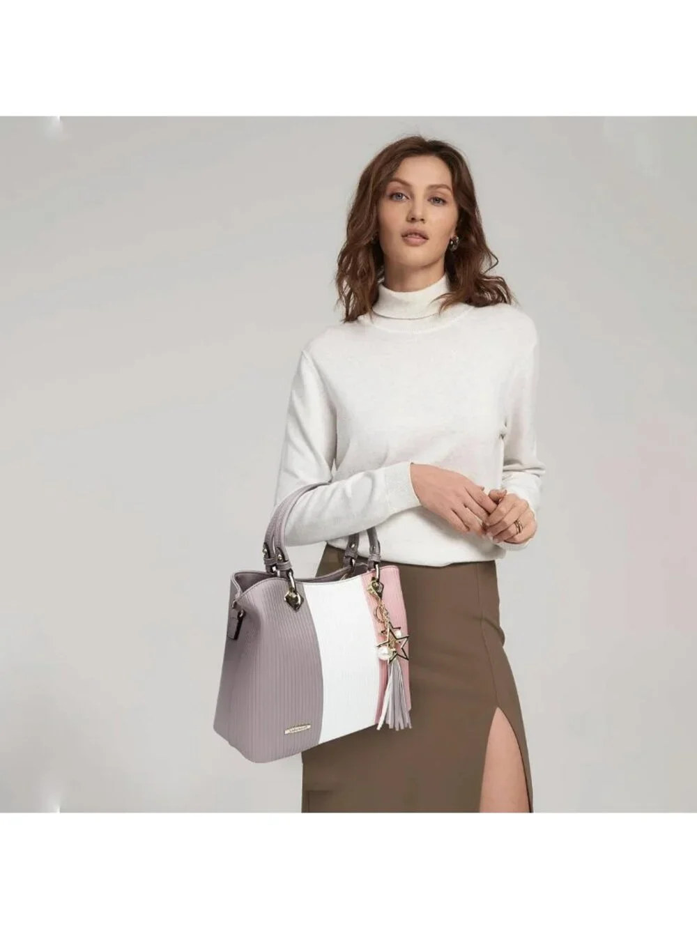 Stylish Leather Top Handle Handbags for Women | Medium Purses with Multiple